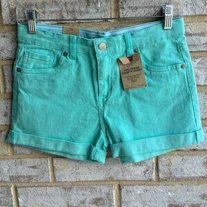 Levi's Turquoise Girlfriend Shorty Denim Shorts